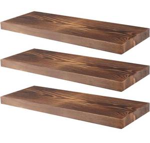 lot 30901 image: Kosiehouse Pine Solid Wood Floating Shelf, 19.7 Wall Mounted Rustic Wall Shelves Display Ledge Storage Shelf for Kitchen, Bath, Dorm, Laundry - Set of 2 (Pine Boards, 16.9 x 5.9 x 1 inches)