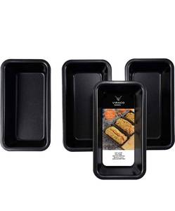 lot 36452 image: Lot Of 2 Mini Loaf And Bread Pan - 4 Pieces Set Black 5.5 Inches By 2.75 Inches Bake Ware Carbon Nonstick Steel Loaf Pan For Baking Bread Cakes Pie