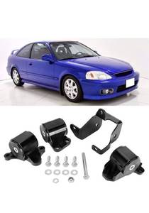 lot 36460 image: Qiilu Black Engine Billet Motor Torque Mount Bracket kit for Honda Civic 1996-2000 BD-Series Engine