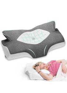 lot 36463 image: Elviros Cervical Memory Foam Pillow, Contour Pillows for Neck and Shoulder Pain, Ergonomic Orthopedic Sleeping Neck Contoured Support Pillow for Side Sleepers, Back and Stomach Sleepers (Dark Grey-S)