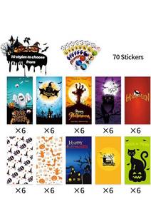 lot 36465 image: Halloween Treat Bags for Trick or Treat - 60 Pcs Halloween Goodie Candy Bags  70 Pcs Halloween Stickers, Paper Gift Bags for Candy, Goodie, Snacks
