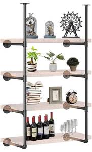 lot 36470 image: Furnihold Industrial Shelf Wall Mount Without Plank, Iron Pipe Shelving Bracket, Rustic Metal Floating Shelves, Open Bookshelf DIY Storage Display Rack for Home Kitchen (60 Tall 12 Deep Black)