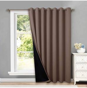 lot 36488 image: NICETOWN Thermal Insulated 100% Blackout Curtain, Noise Reducing Performance Grommet Slider Curtain with Black Lining, Full Light Blocking Patio Door Panel (Cappuccino, 1 PC, 100 inches x 84 inches)