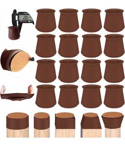 lot 36501 image: Lot Of 2 Chair Leg Floor Protectors Smallest, Round&Square Silicone Chair Leg Covers for Mute Furniture MovingElastic Furniture Silicone Protection Cover Transparent 16pcs (Dark Walnut Round, Smallest)