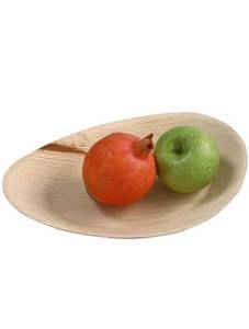 lot 36506 image: Lot of 4 Longleef Palm Leaf Plates - Holiday Party Tableware Natural Tray Compostable , Disposable & Biodegradable, 12 X 7 Oval Tray (5pcs)