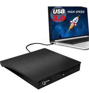 lot 38559 image: External DVD Drive, USB 3.0 Portable CDDVD -RW DriveDVD Player for Laptop CD ROM Burner Compatible with Laptop Desktop PC Windows Linux OS Apple Mac Black