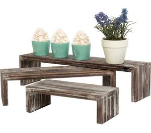 lot 38562 image: MyGift Tabletop Torched Wood Nesting Decorative Display Riser Stands, Set of 3