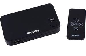 lot 38565 image: Philips 4 Device HDMI Switch, Wireless Remote, Use with 4K Smart TV Roku Xbox PS3 PS4 Fire Stick DVD Blu Ray Fire TV HDTV Cable Box PC, 4K 1080p 60 FPS, Ultra HD, HDCP 2.0, Black, SWV9484B27