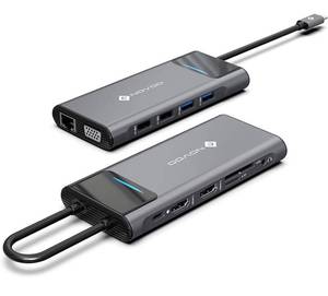 lot 38571 image: USB C Docking Station Triple Display, NOVOO 12 in 1 USB C Hub Multiport Adapter Dual Monitor 2 HDMI VGA Ethernet USB C to USB 4 100W PD, USB C Adapter Dock Dongle for MacBookDellSurfaceHPLenovo