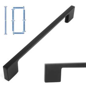 lot 38575 image: KOOFIZO Wide Foot Cabinet Bar Pull - Black Modern Solid Handle, 6.3 Inch160mm Screw Spacing, 10-Pack