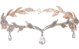 lot 38584 image: BABEYOND Crystal Leaf Wedding Diadem Headband Bridal Bridesmaid Forehead Band Rhinestone