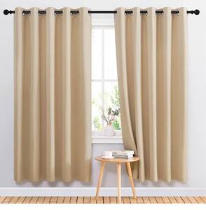 lot 38591 image: NICETOWN Blackout Draperies Curtains Panels - Window Treatment Thermal Insulated (Biscotti Beige, Set of 2, 66 by 72 Inch)
