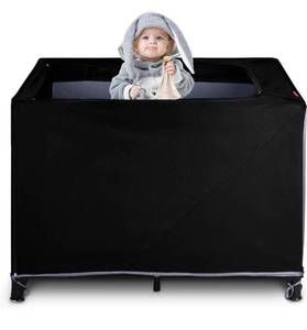 lot 38597 image: Pack N Play Cover Tent to Keep Baby from Climbing Out,Baby Snooze Shade Blackout 95% Light Breathable and Multifunction Crib Net for Regular Crib