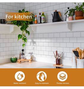 lot 36474 image: WOWSTAR 10-Sheet Thicker Peel and Stick Backsplash Tiles, 14x12 Faux Glass Tiles, Stick on Tiles for Kitchen & Bathroom, White