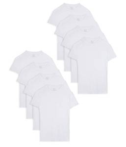 lot 36479 image: Fruit of the Loom Mens Short Sleeve Active Cotton Blend White Crew T-Shirts, 8 Pack