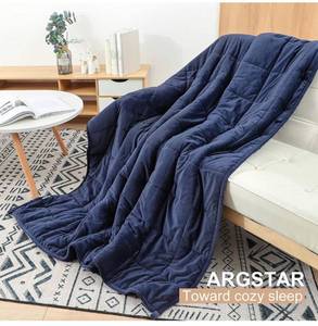 lot 36482 image: Argstar Sherpa Fleece Weighted Blanket for Adults 20 Lbs On Queen Bed, Unicolor Dual Sides, Soft Cozy Fuzzy Plush Heavy Blankets with Premium Glass Beads, 60x80, Navy Blue.