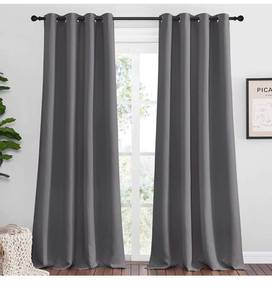 lot 36483 image: NICETOWN Bedroom Blackout Curtains Panels - Triple Weave Energy Saving Thermal Insulated Solid Grommet Blackout Draperies for Patio (1 Pair, 55 inches by 96 Inch, Grey)