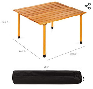 lot 44302 image: Foldable Indoor Outdoor All-Purpose Portable Wooden Table wCarrying Case