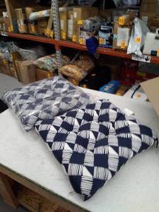 lot 44321 image: LVTXII Seat Cushions,Blue and White,Set of 2