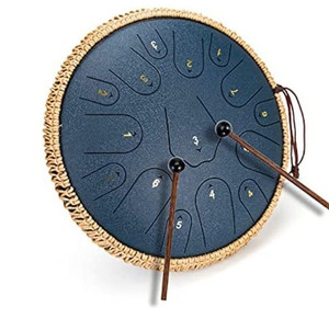 lot 44332 image: BURNING&LIN Steel Tongue Drum 15 Notes 14 Inches Tongue Drum,Dark Blue
