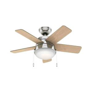 lot 44344 image: Hunter Tarrant 36 in. LED Indoor Brushed Nickel Ceiling Fan