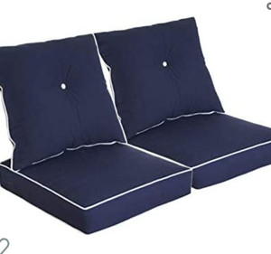 lot 44356 image: BOSSIMA Patio Furniture Cushions for Deep Seat and Loveseat,Navy Blue