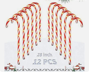 lot 44384 image: Coolwufan Christmas Candy Cane Pathway Markers, 12 Pack