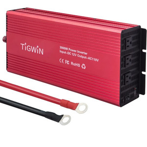 lot 44388 image: Tigwin 3000W Power Inverter with AC Outlets Converter DC 12V in to AC 110V Out, Red