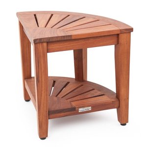 lot 44416 image: Aqua Teak Corner Stool with Shelf
