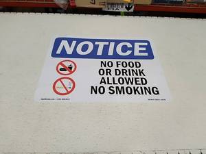 lot 44442 image: Notice sign No Food or Drink No Smoking