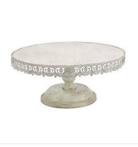 lot 44477 image: White Iron Farmhouse Cake Stand, 22in.