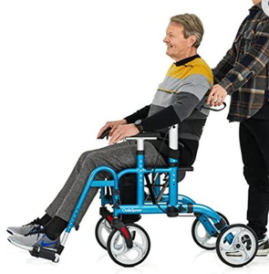 lot 44511 image: OasisSpace 2 in 1 Rollator Walker with Footrest, Blue