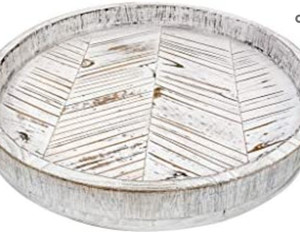 lot 44522 image: Paper and Pallet Rustic White Wood Lazy Susan,Farmhouse Turntable
