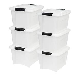 lot 44543 image: IRIS USA 19 Qt. Plastic Storage Bin Tote Organizing Container, 6 totes, 6 Lids
