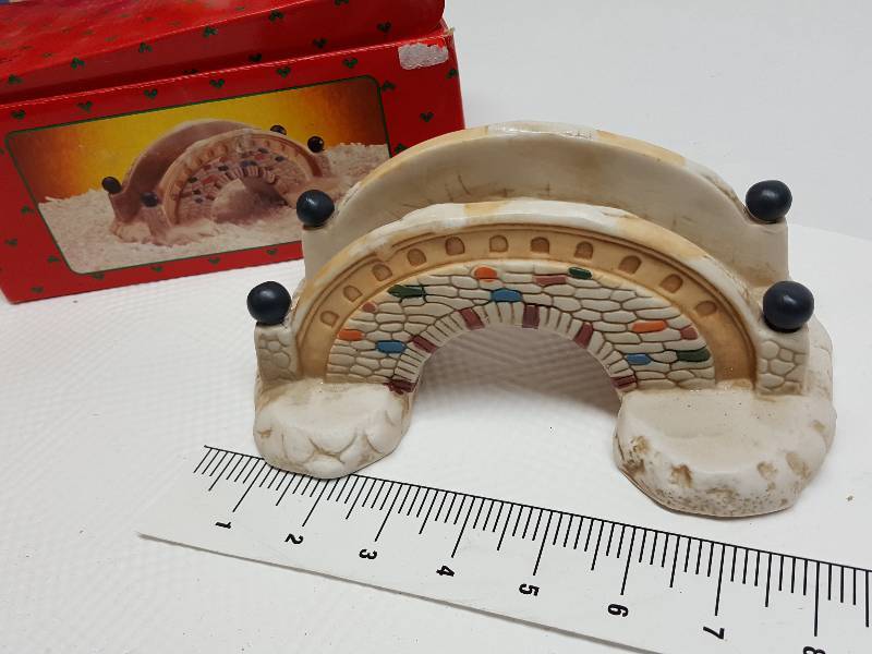 lot 8476 image: Porcelain Winter Christmas table top decorative bridge