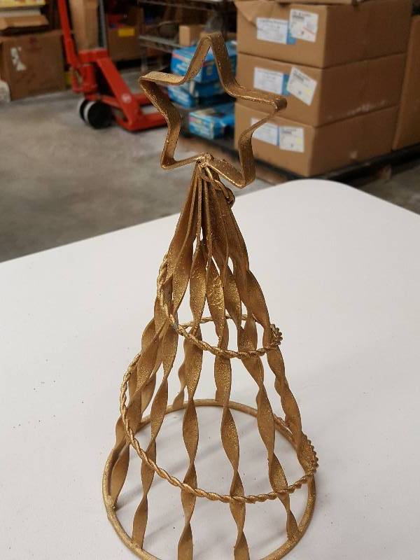 lot 8361 image: Gold Metal Christmas 12 tall  Tree Decor
