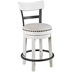 lot 2555 image: Signature Design By Ashley Valebeck Upholstered Rustic Swivel Barstool White