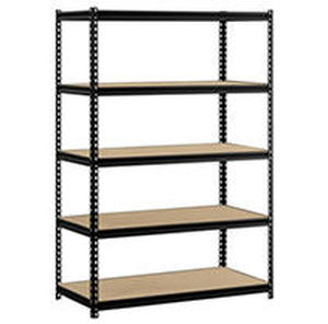 lot 2558 image: Muscle Rack Black 48 W x 24 D x 72 H 5-Shelf Steel Shelving (Couplers Not Included)
