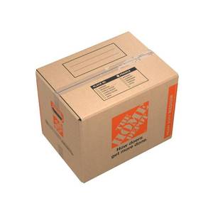 lot 2570 image: The Home Depot 21 in. L x 15 in. W x 16 in. D Heavy-Duty Medium Moving Box with Handles