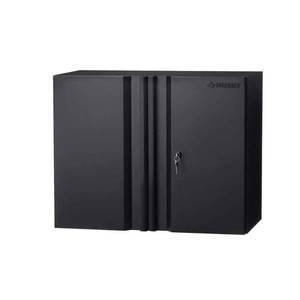 lot 2573 image: Husky Heavy Duty Welded 20-Gauge Steel Wall Mounted Garage Cabinet in Black (28 in. W x 22 in. H x 14 in. D) - Retail $224.99