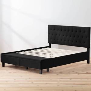 lot 5547 image: Queen Anna Upholstered Bed with Drawers Black - Brookside Home, 63 x 20 - Retail $485.39