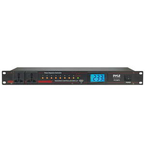 lot 2476 image: Pyle PCO875 - Power Sequence Controller - Pro Electronics Power Supply Conditioner Sequencer with LCD Display, USB Power, Rack Mountable