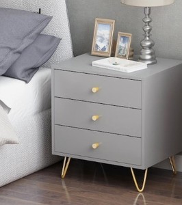 lot 2622 image: Future and Gaga Gray Nightstand with Metal Legs