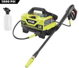 lot 2539 image: RYOBI 1800 PSI 1.2 GPM Cold Water Electric Pressure Washer - Retail $109.00