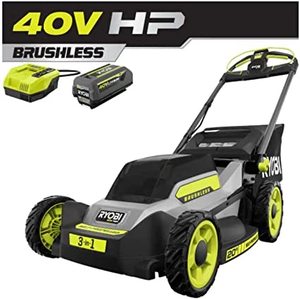 lot 5525 image: RYOBI 40V HP Brushless 20 in. Cordless Electric Battery Walk Behind Self-Propelled Mower with 6.0 Ah Battery and Charger - Retail $299.00