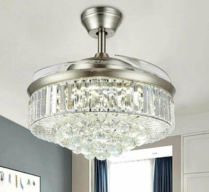 lot 1526 image: Crystal Ceiling Fan Indoor 3 Color Settings