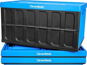 lot 2466 image: CleverMade 46L Collapsible Storage Bin, Set Of 3, Blue