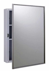 lot 2469 image: Small Bathroom Medicine Cabinet With 2 Glass Shelves, 19.5Hx15.5Wx5D Inches