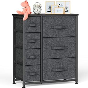 lot 2440 image: Fabric 7-Drawer Storage Chest (black)