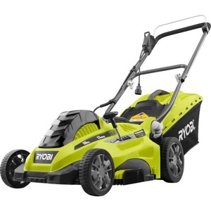lot 2571 image: RYOBI 16 inch 13 Amp Corded Electric Walk Behind Push Mower - Retail $159.00